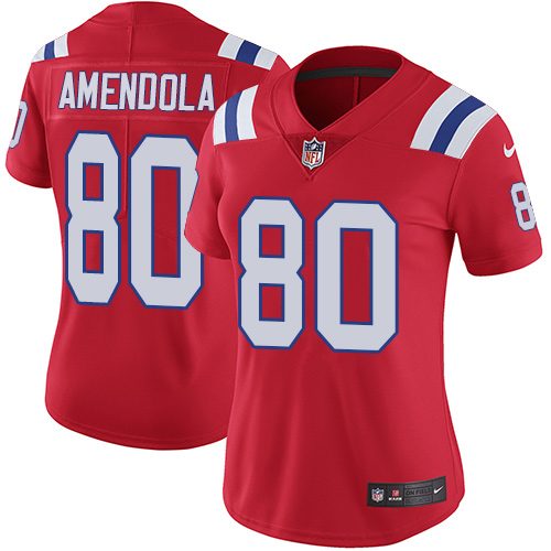Nike Patriots #80 Danny Amendola Red Alternate Women's Stitched NFL Vapor Untouchable Limited Jersey - Click Image to Close